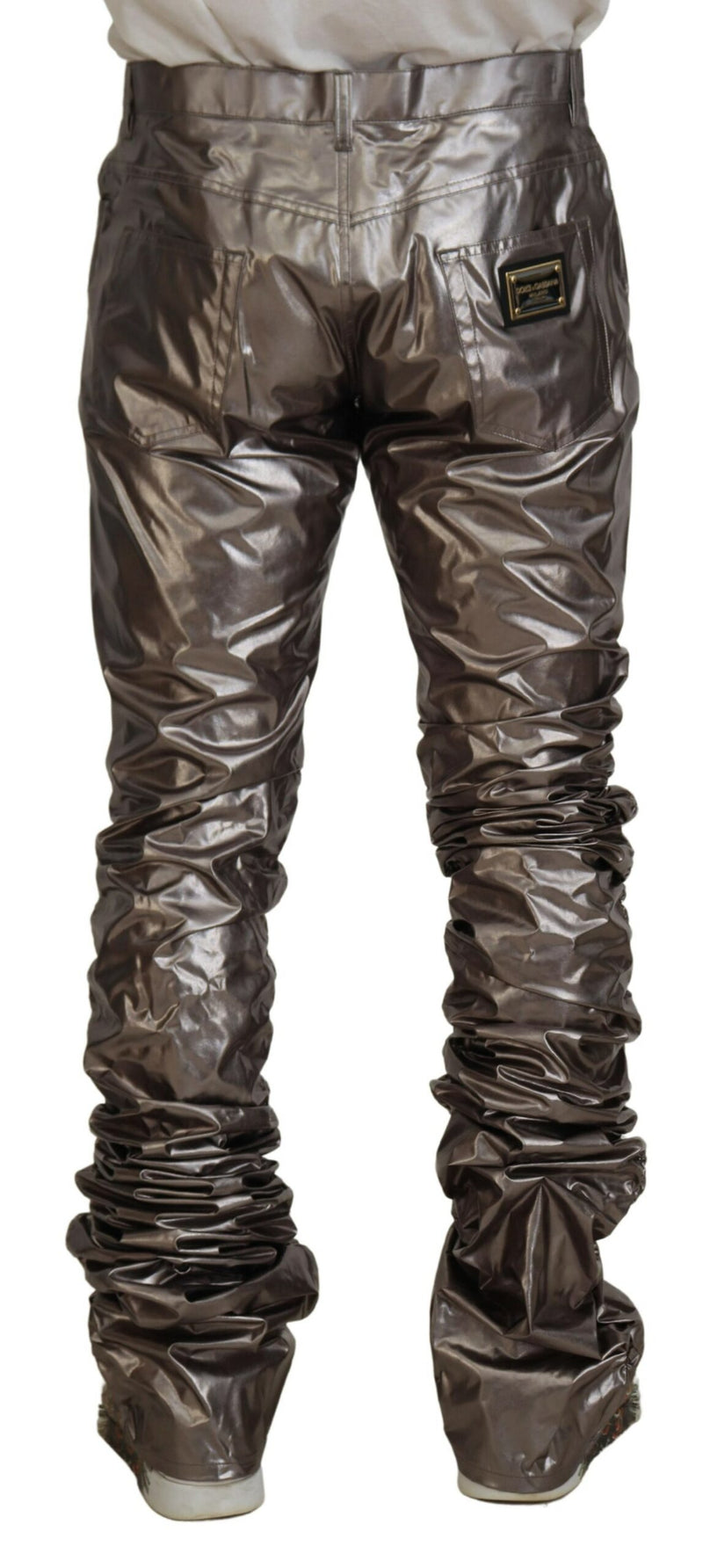 Pantalones Dolce & Gabbana de nailon elástico metalizado plateado
