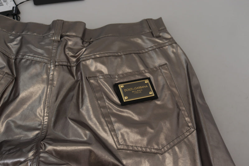 Pantalones Dolce & Gabbana de nailon elástico metalizado plateado