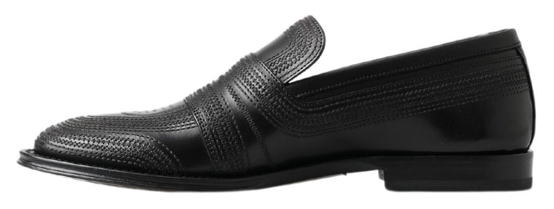 Zapatos Dolce & Gabbana negros de piel, tipo mocasín destalonado, con costuras