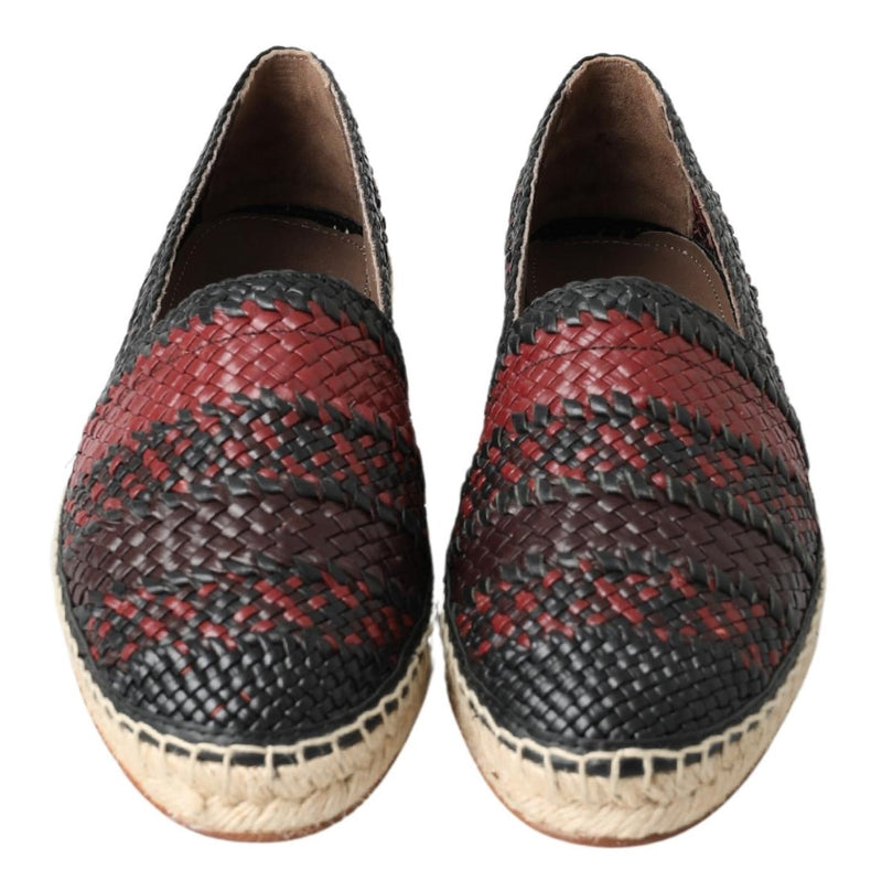 Espadrilles em couro de búfalo preto e bordô Dolce & Gabbana