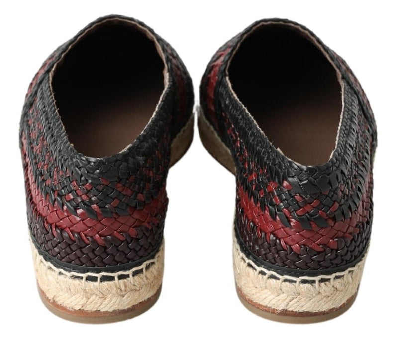 Espadrilles em couro de búfalo preto e bordô Dolce & Gabbana