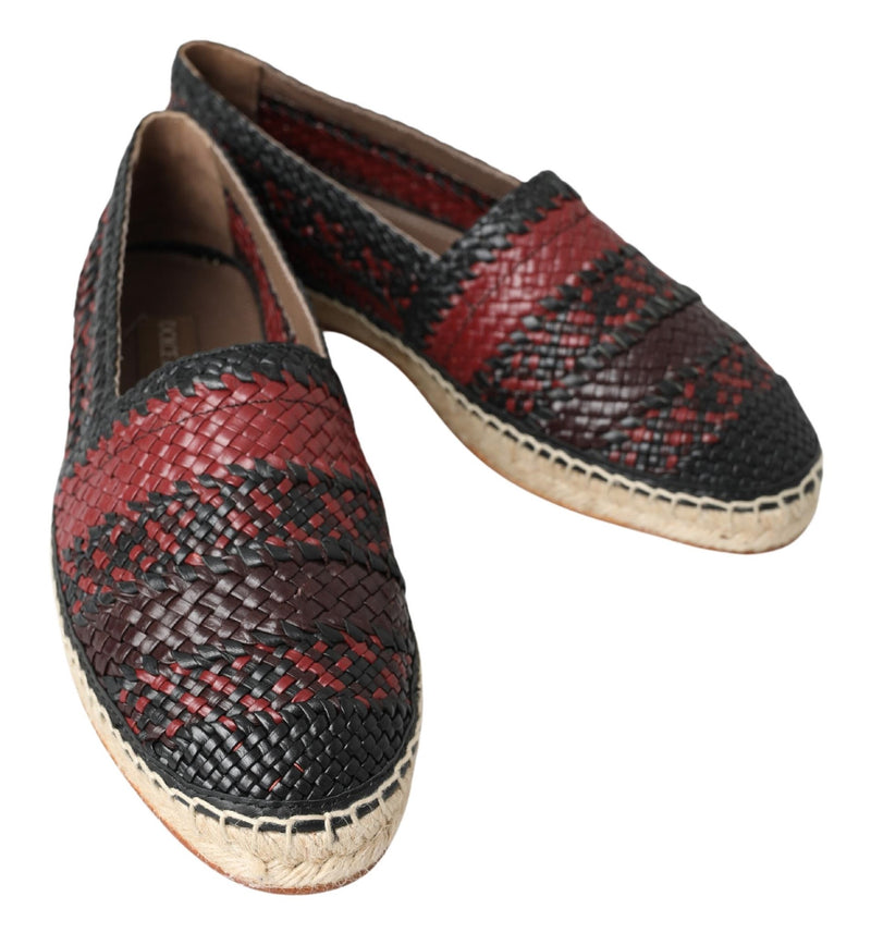 Espadrilles em couro de búfalo preto e bordô Dolce & Gabbana
