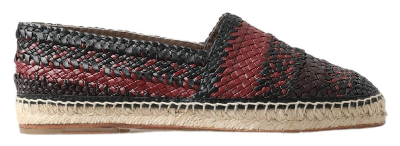 Espadrilles em couro de búfalo preto e bordô Dolce & Gabbana