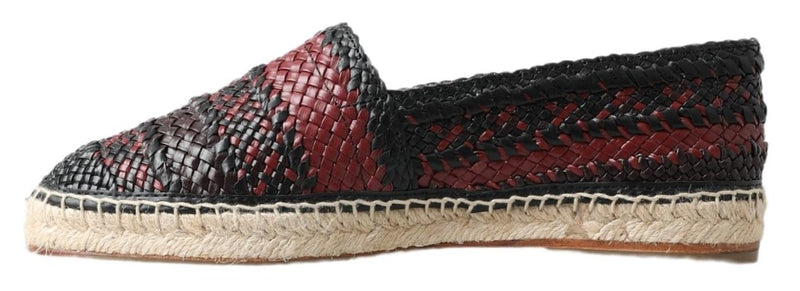 Espadrilles em couro de búfalo preto e bordô Dolce & Gabbana