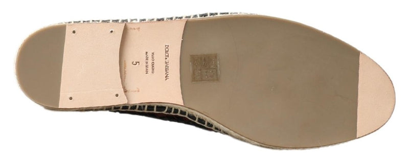 Espadrilles em couro de búfalo preto e bordô Dolce & Gabbana