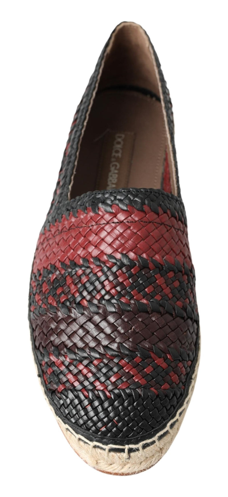 Espadrilles em couro de búfalo preto e bordô Dolce & Gabbana