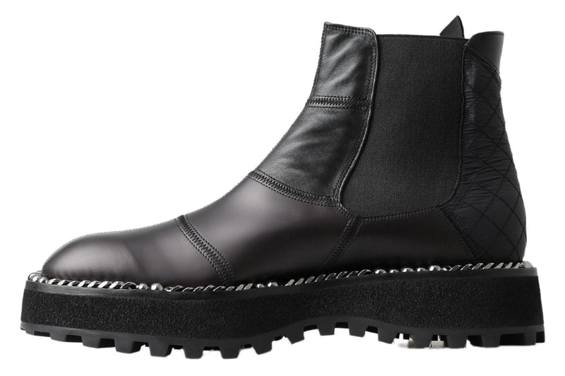 Bottes Dolce & Gabbana noires en cuir extensible à enfiler
