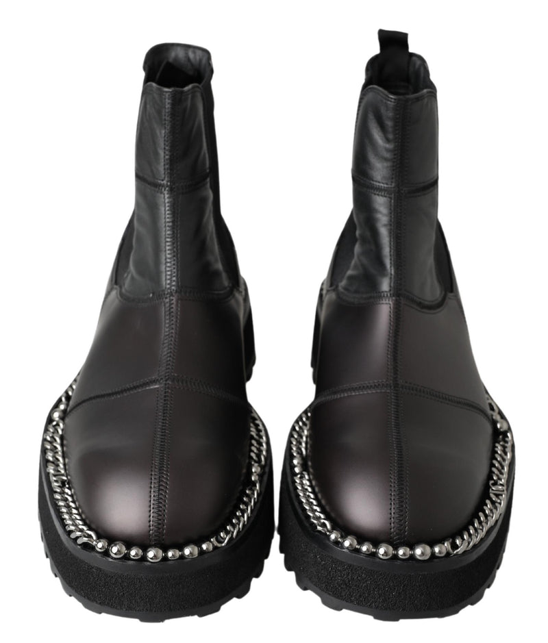 Bottes Dolce & Gabbana noires en cuir extensible à enfiler