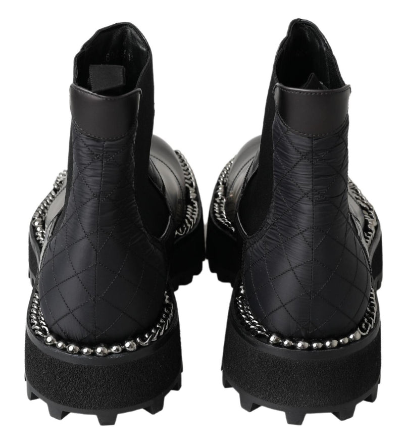 Bottes Dolce & Gabbana noires en cuir extensible à enfiler