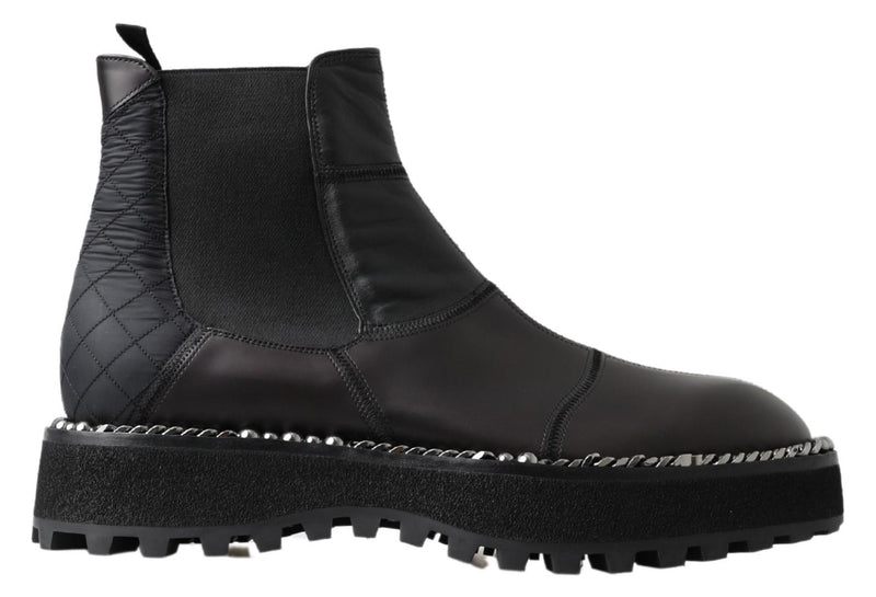 Bottes Dolce & Gabbana noires en cuir extensible à enfiler