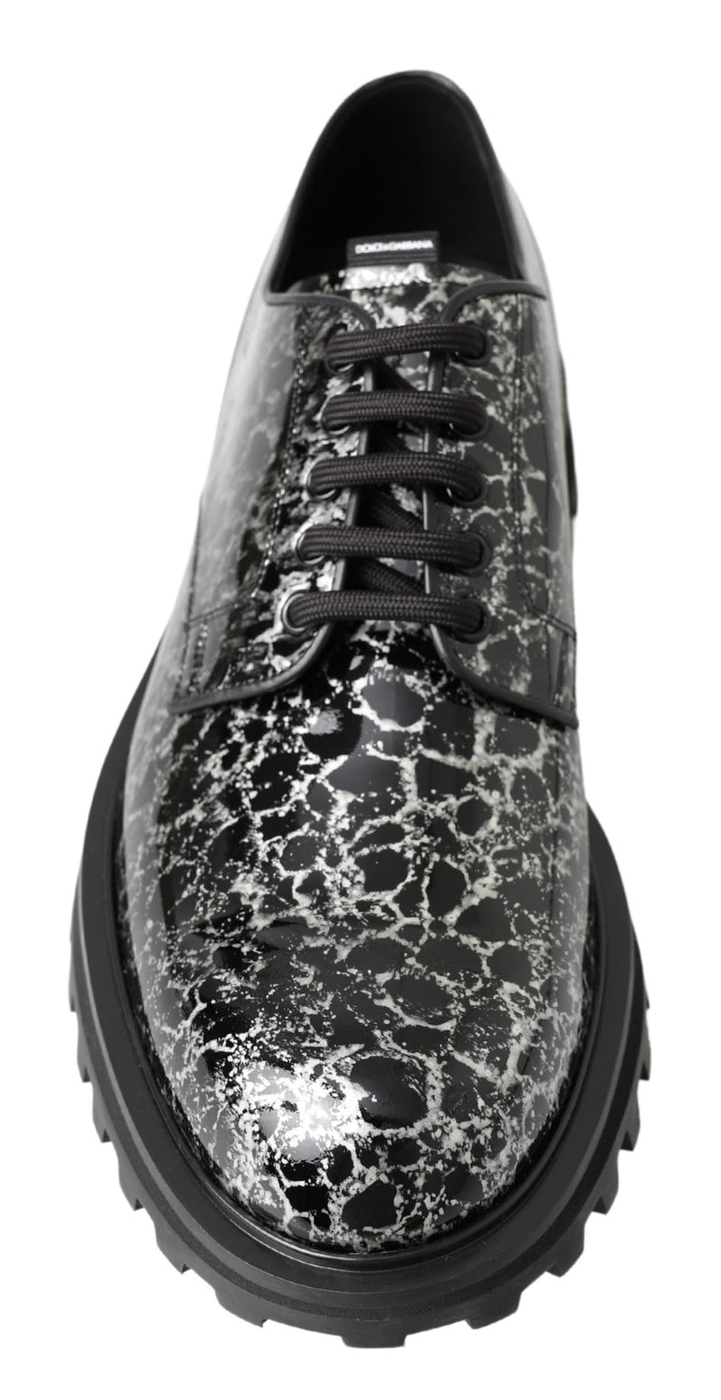 Derbies Dolce & Gabbana noirs et blancs en cuir verni