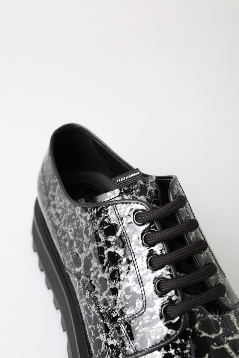 Derbies Dolce & Gabbana noirs et blancs en cuir verni
