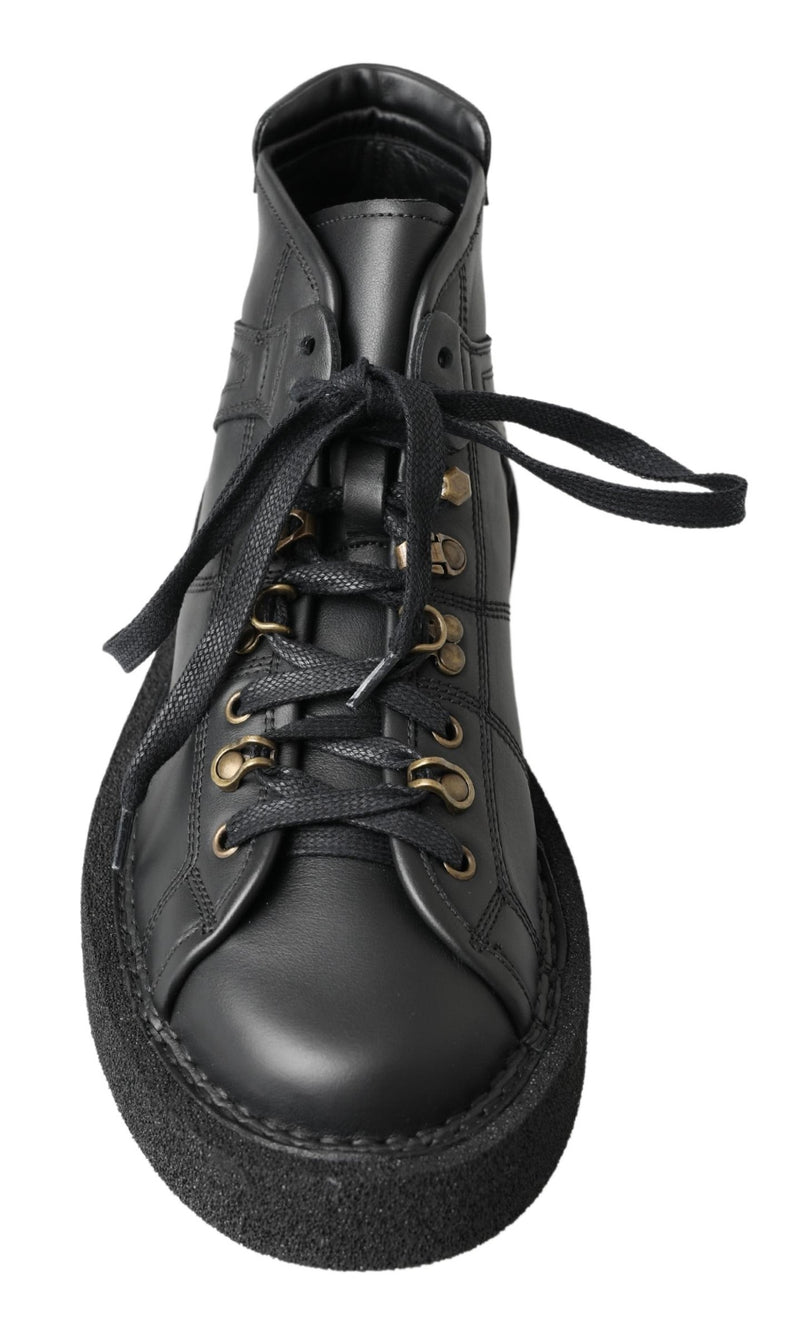 Bottes Dolce & Gabbana noires en cuir extensible à enfiler