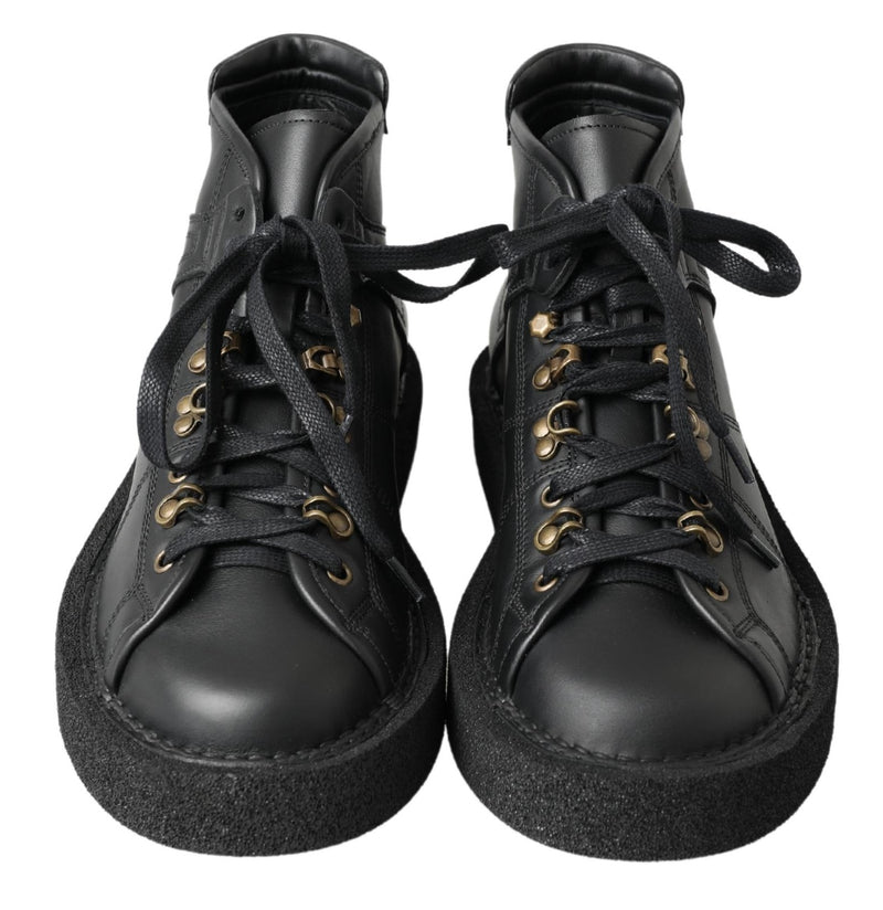 Bottes Dolce & Gabbana noires en cuir extensible à enfiler