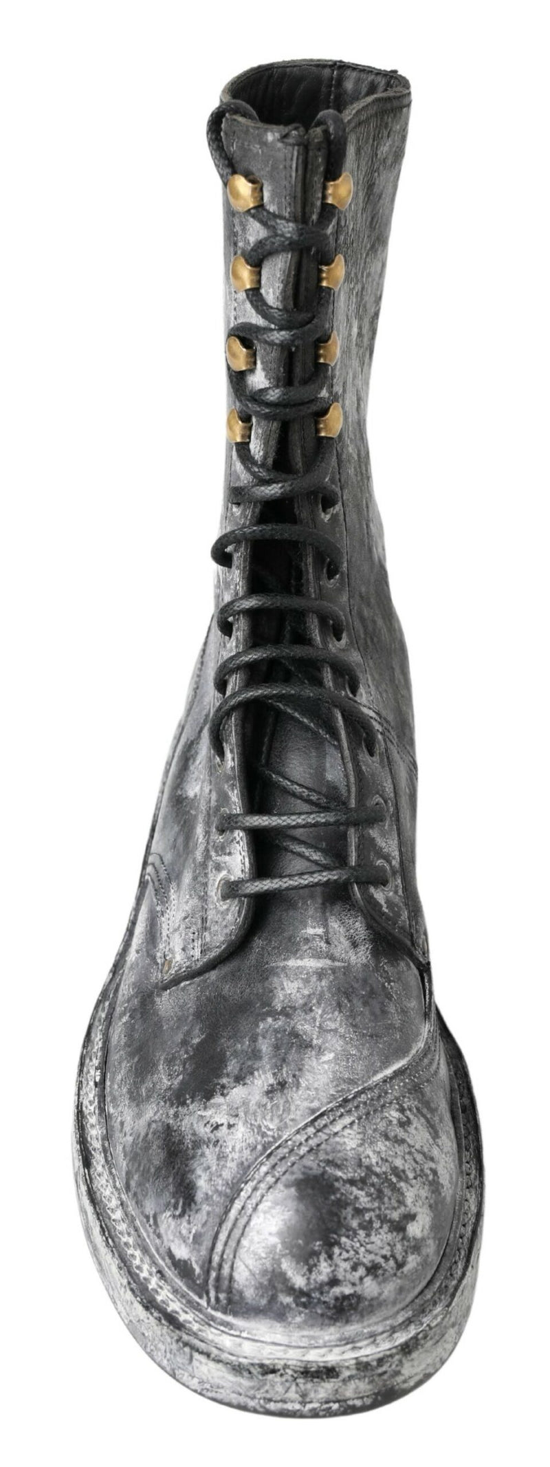 Bottes Dolce & Gabbana noires et grises en cuir, mi-mollet