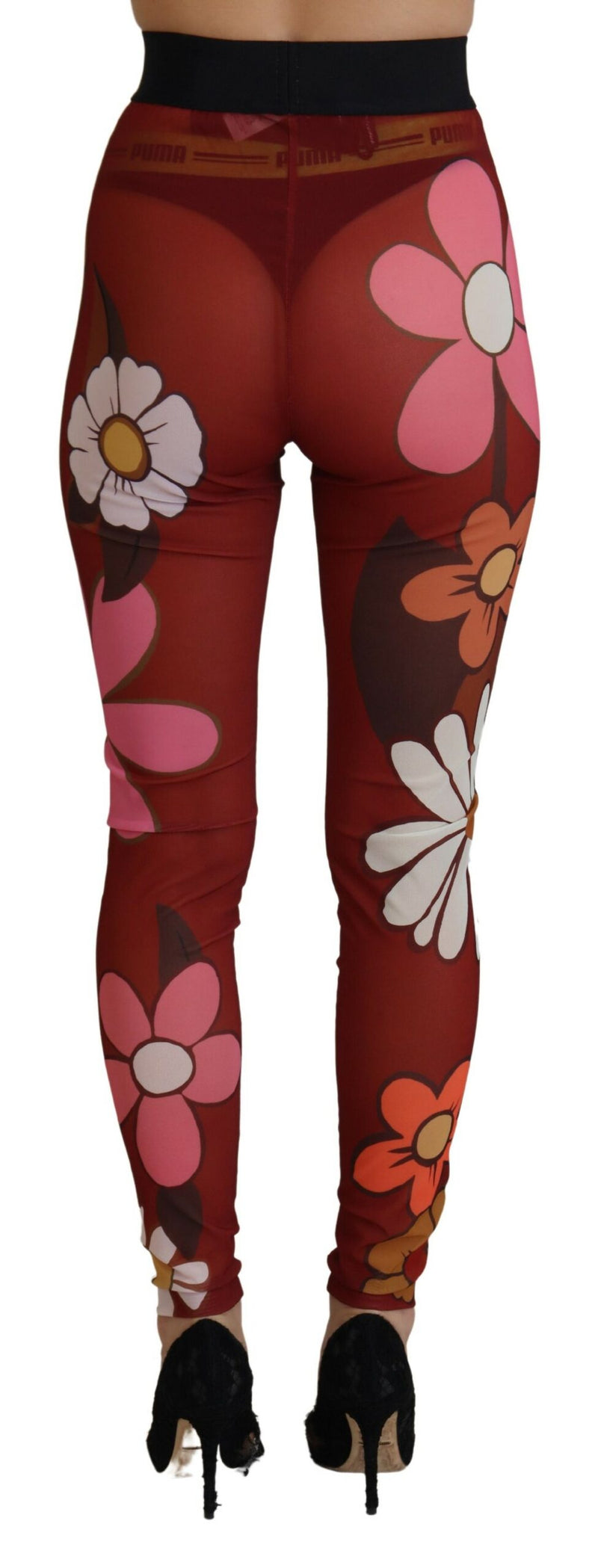 Legging Dolce & Gabbana rouge à motifs floraux, taille extensible