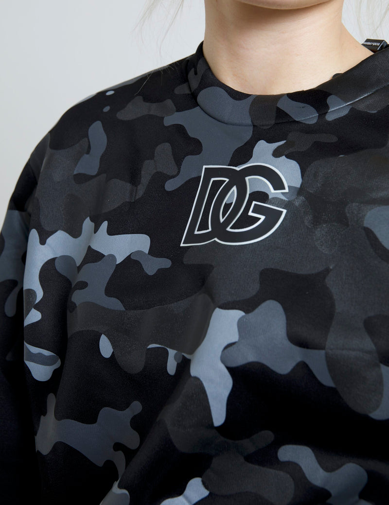 Jersey de cuello redondo de camuflaje negro de Dolce & Gabbana