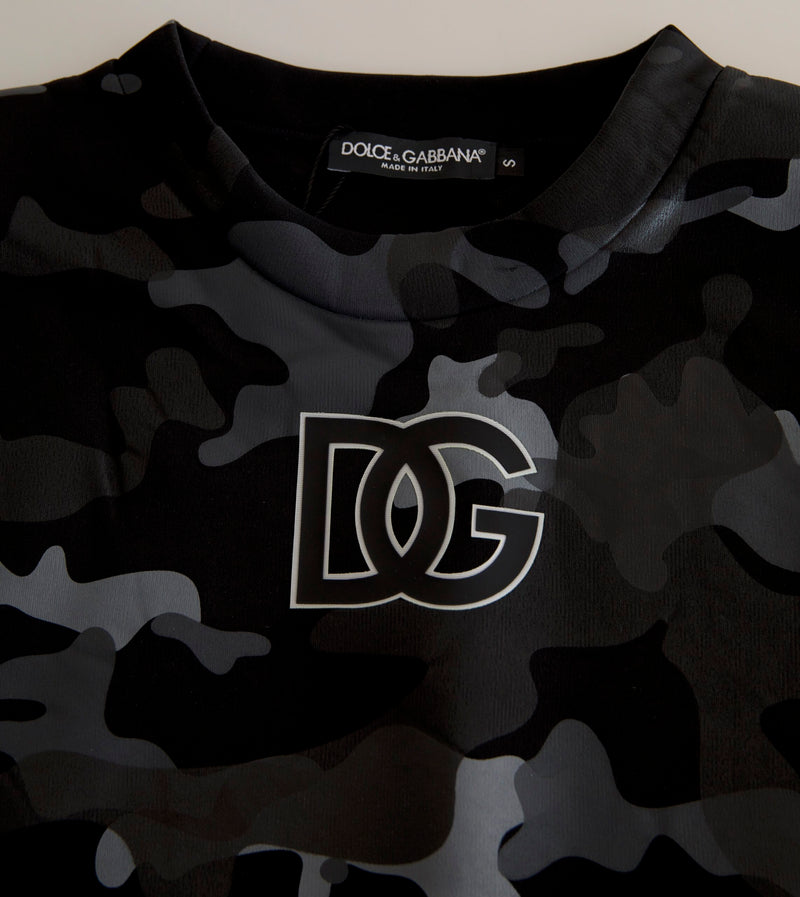 Jersey de cuello redondo de camuflaje negro de Dolce & Gabbana