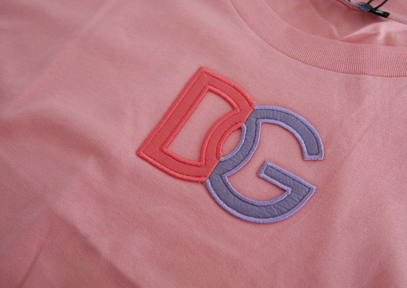 Camiseta regata rosa de algodão com logo DG e gola redonda Dolce & Gabbana