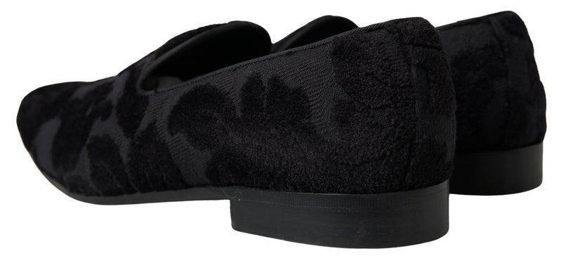 Mocassins formels en brocart noir Dolce & Gabbana