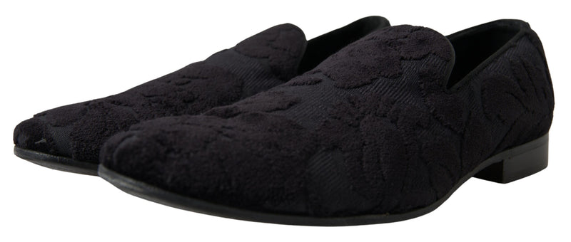 Mocassins formels en brocart noir Dolce & Gabbana