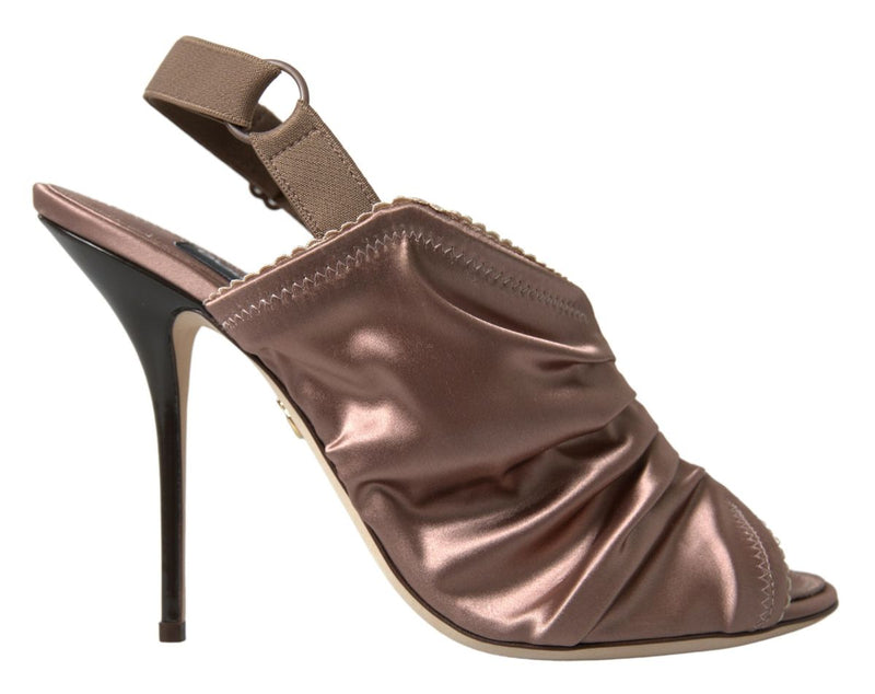 Décolleté con cinturino posteriore marrone chiaro, allacciatura stile corsetto e tacco a stiletto Dolce & Gabbana