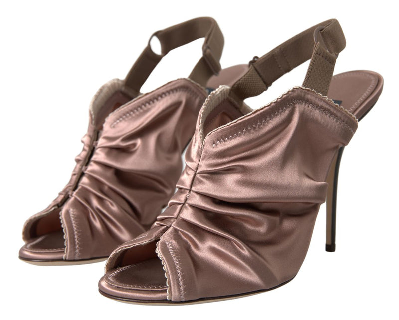 Décolleté con cinturino posteriore marrone chiaro, allacciatura stile corsetto e tacco a stiletto Dolce & Gabbana