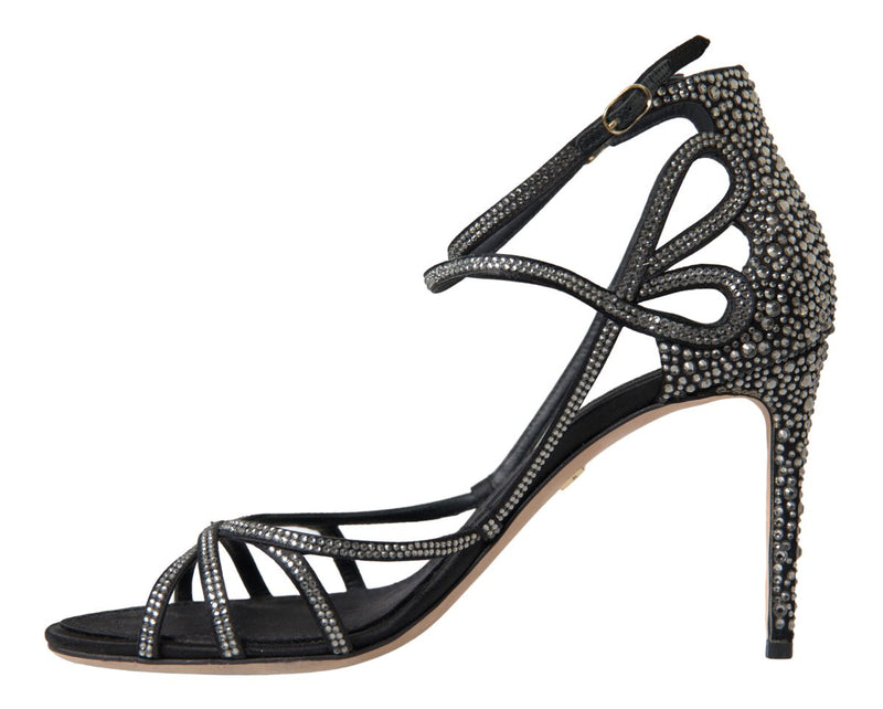 Sandalias de satén con pedrería y tacón de aguja de Dolce & Gabbana