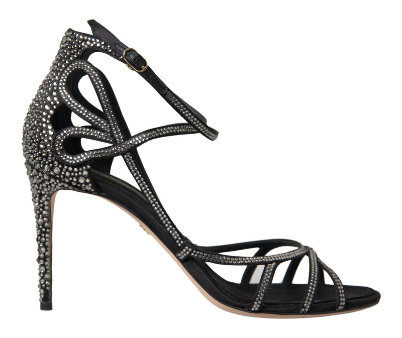 Sandalias de satén con pedrería y tacón de aguja de Dolce & Gabbana
