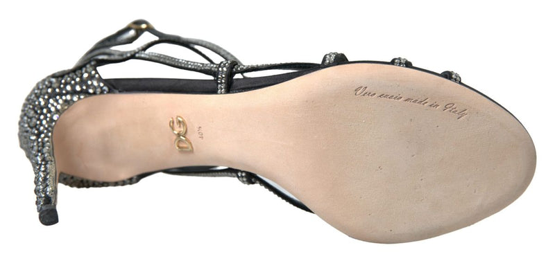 Sandalias de satén con pedrería y tacón de aguja de Dolce & Gabbana