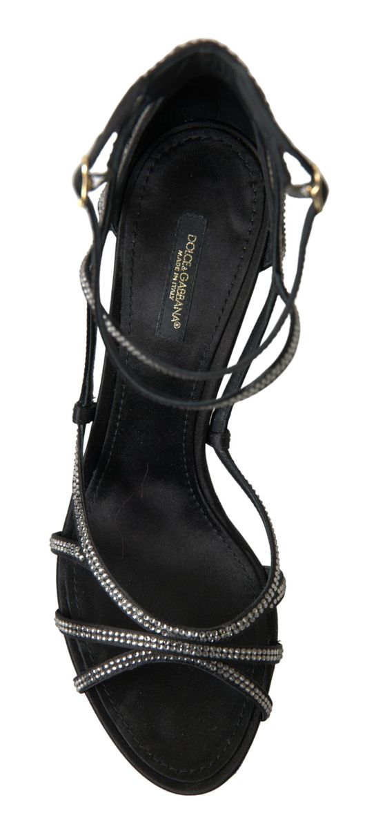 Sandalias de satén con pedrería y tacón de aguja de Dolce & Gabbana
