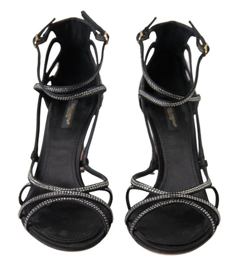 Sandalias de satén con pedrería y tacón de aguja de Dolce & Gabbana