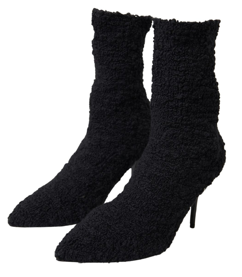 Botas Dolce & Gabbana pretas de cano médio com salto agulha