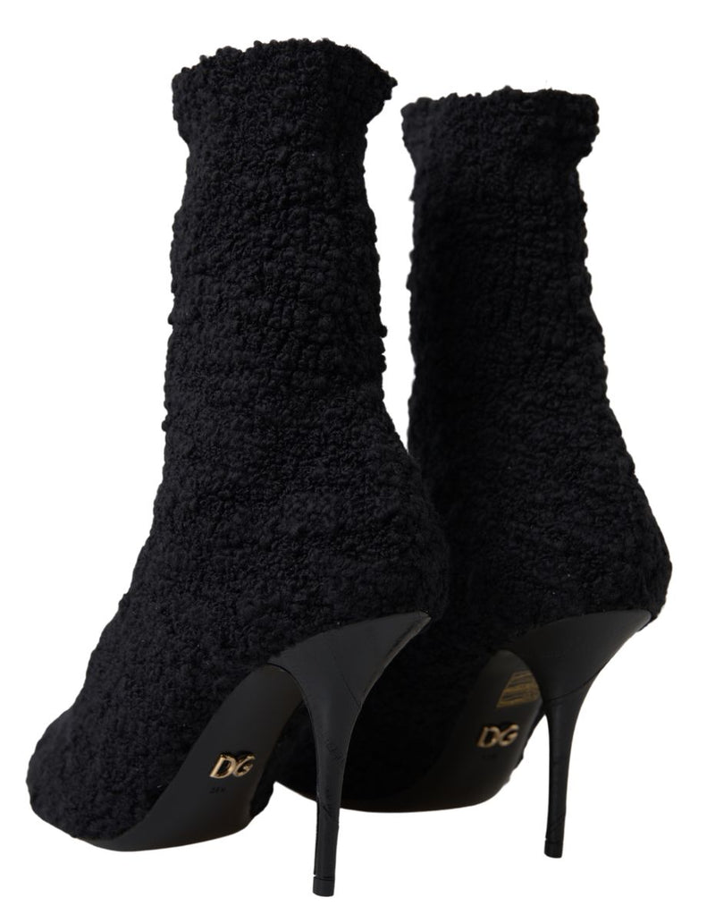 Botas Dolce & Gabbana pretas de cano médio com salto agulha