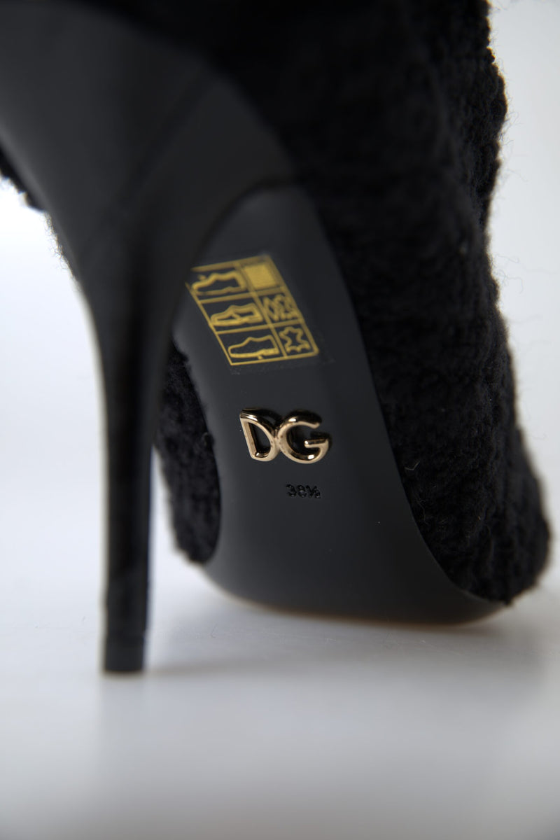 Botas Dolce & Gabbana pretas de cano médio com salto agulha