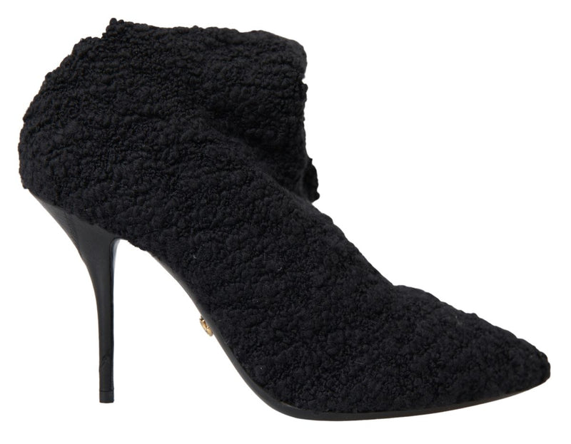 Botas Dolce & Gabbana pretas de cano médio com salto agulha