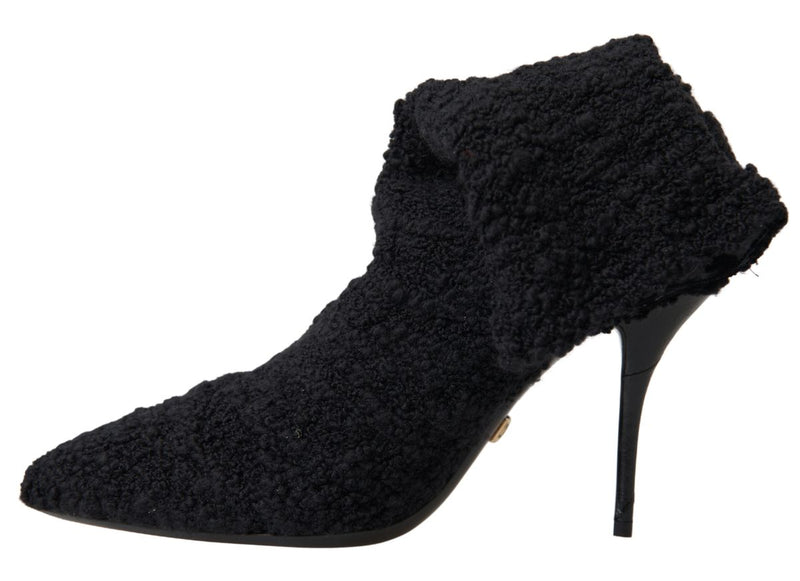 Botas Dolce & Gabbana pretas de cano médio com salto agulha