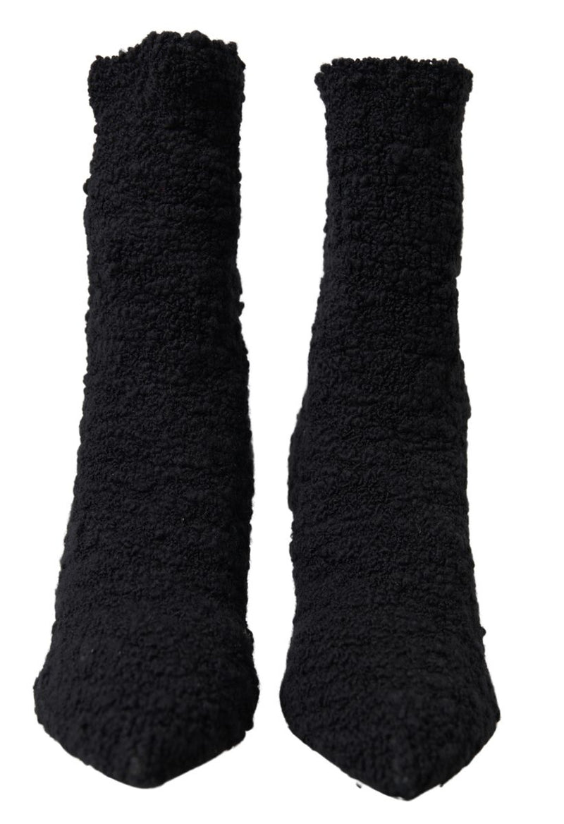 Botas Dolce & Gabbana pretas de cano médio com salto agulha