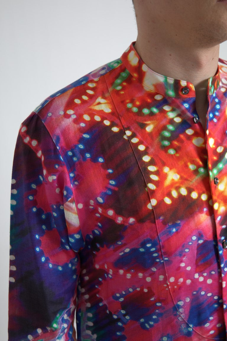 Camisa de linho multicolorida com estampa Luminarie Dolce & Gabbana