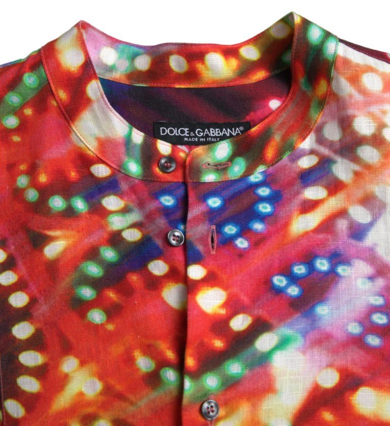 Camisa de linho multicolorida com estampa Luminarie Dolce & Gabbana