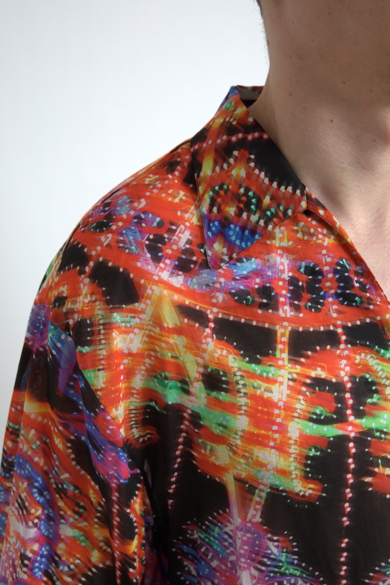 Camisa multicolor de algodón para hombre con estampado Luminarie Dolce & Gabbana