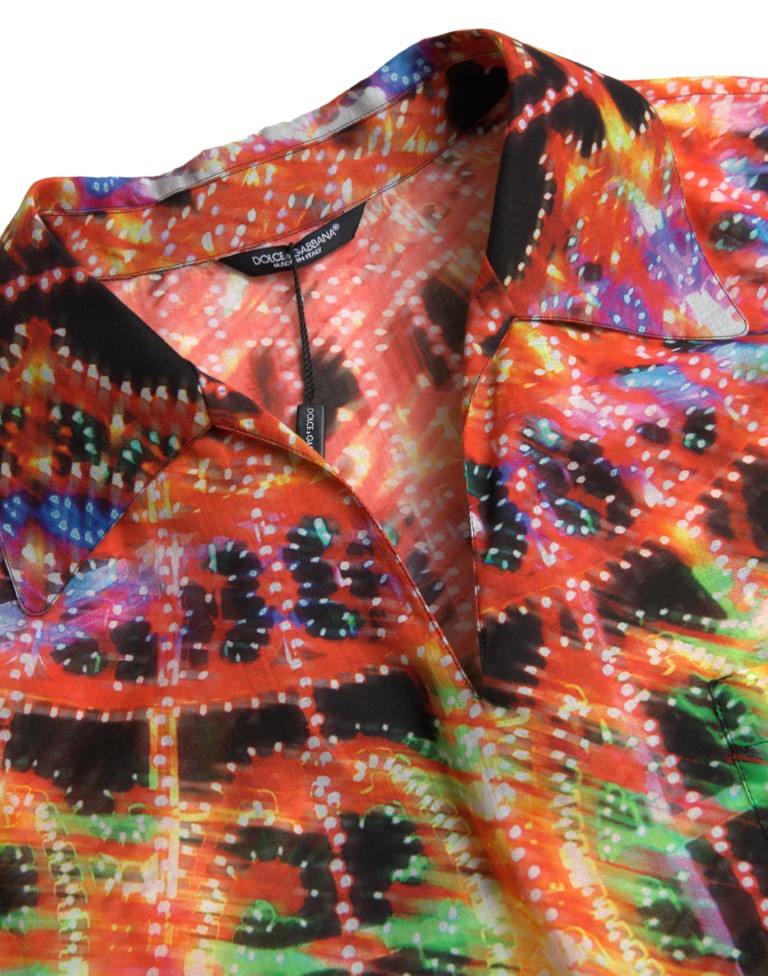 Camisa multicolor de algodón para hombre con estampado Luminarie Dolce & Gabbana
