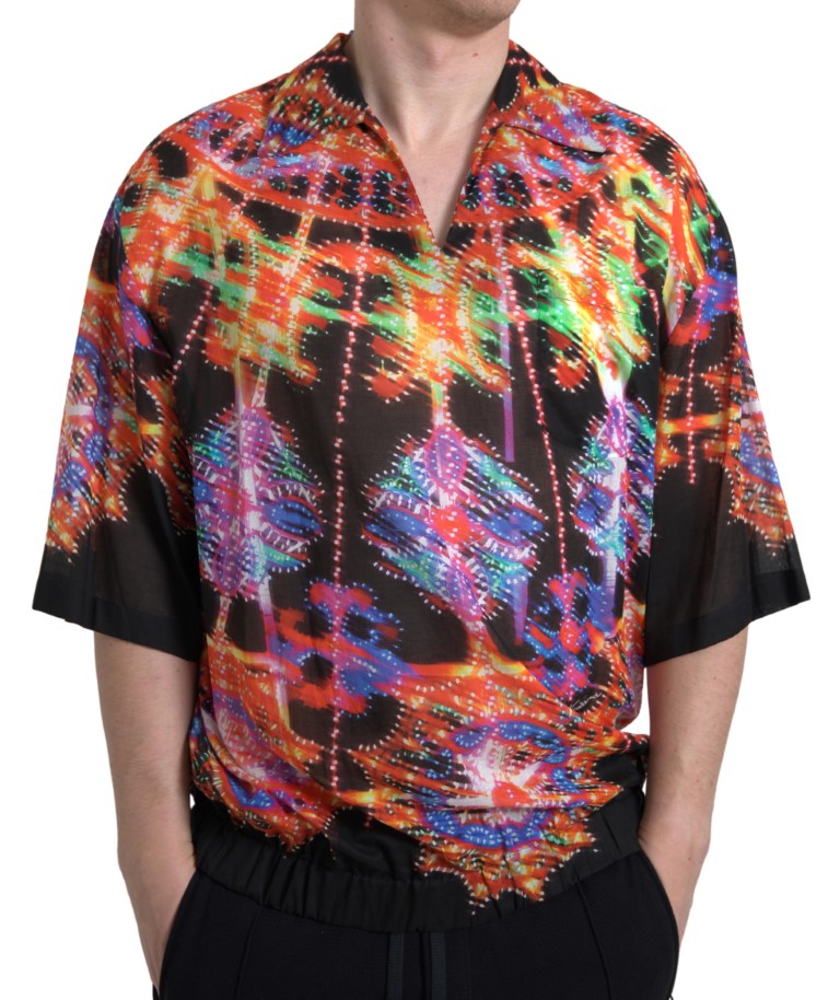 Camisa multicolor de algodón para hombre con estampado Luminarie Dolce & Gabbana