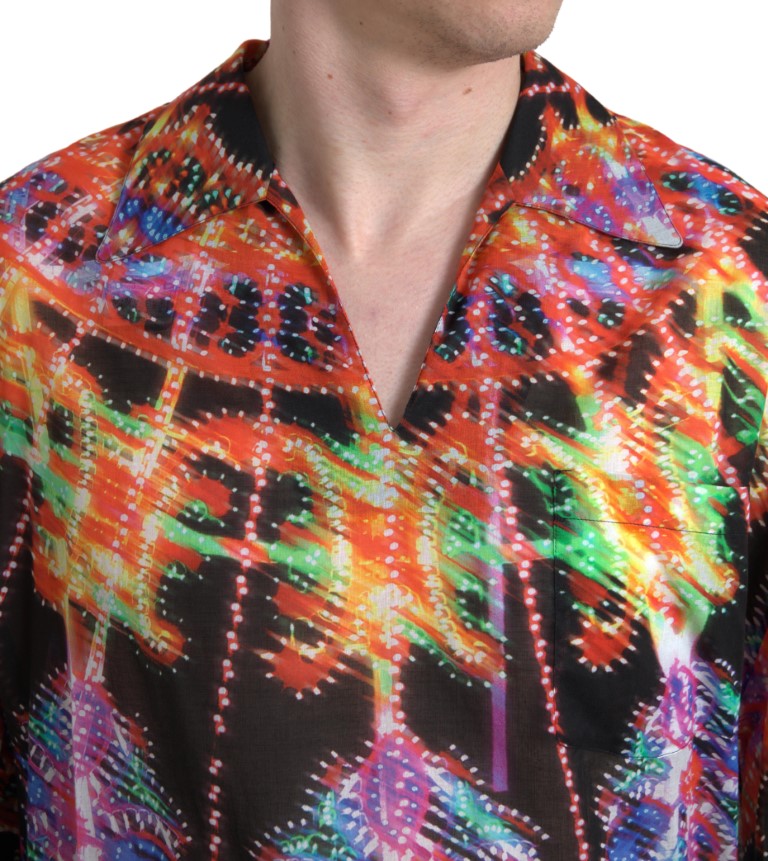Camisa multicolor de algodón para hombre con estampado Luminarie Dolce & Gabbana