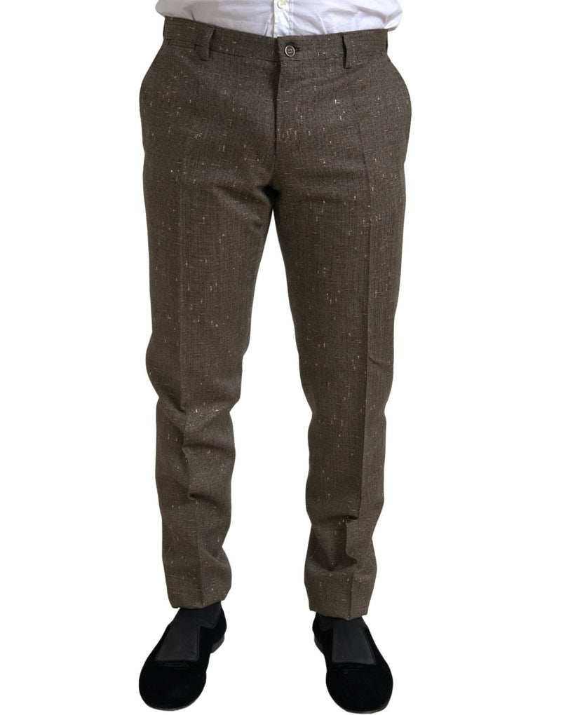 Pantalon habillé skinny pour homme en laine marron Dolce & Gabbana