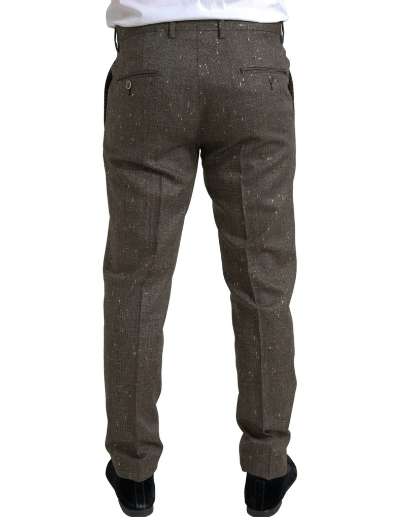 Pantalon habillé skinny pour homme en laine marron Dolce & Gabbana