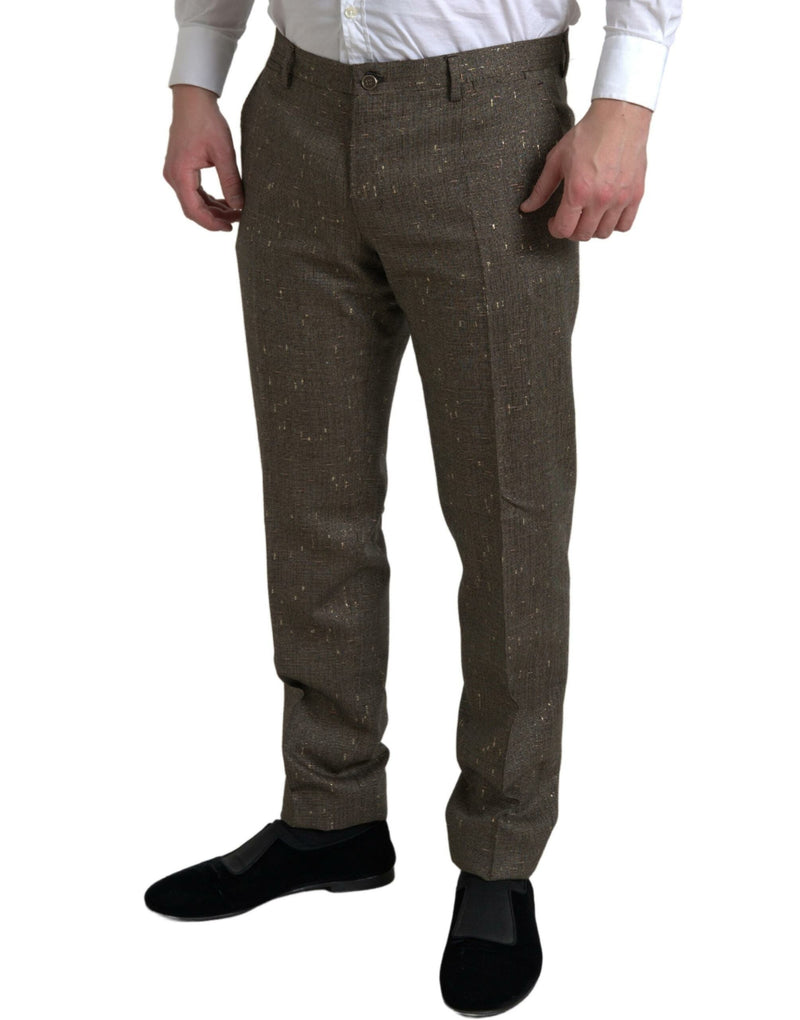 Pantalon habillé skinny pour homme en laine marron Dolce & Gabbana
