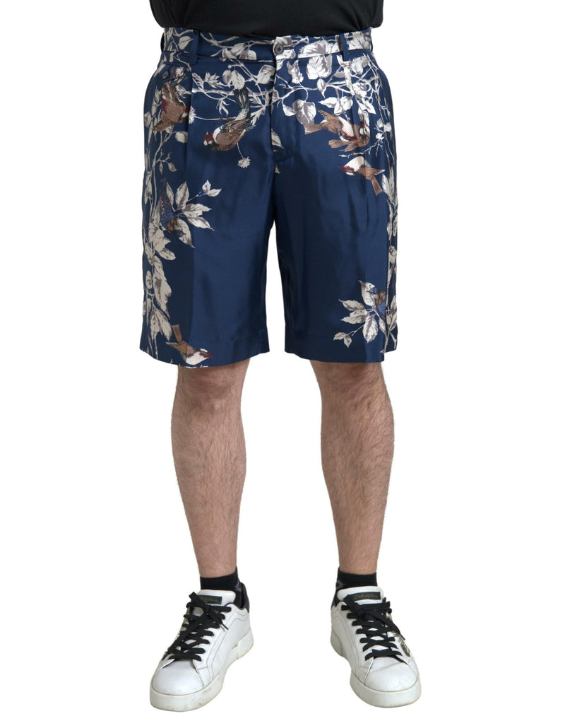 Bermudas azules de seda para hombre con estampado floral Dolce & Gabbana