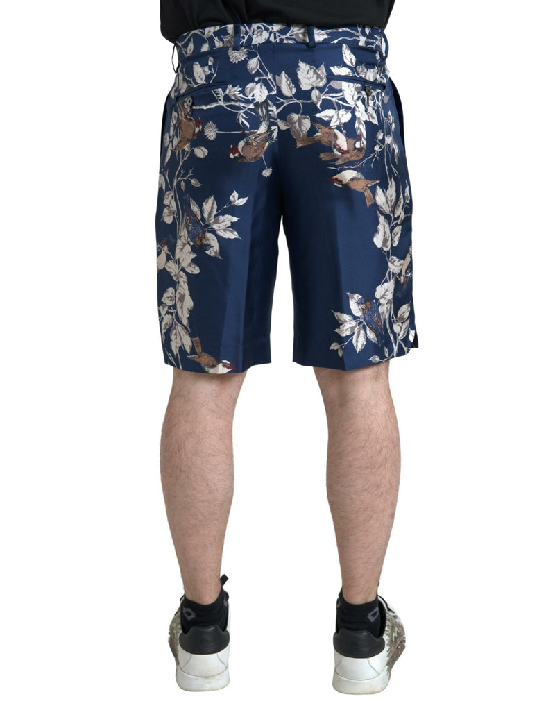 Bermudas azules de seda para hombre con estampado floral Dolce & Gabbana