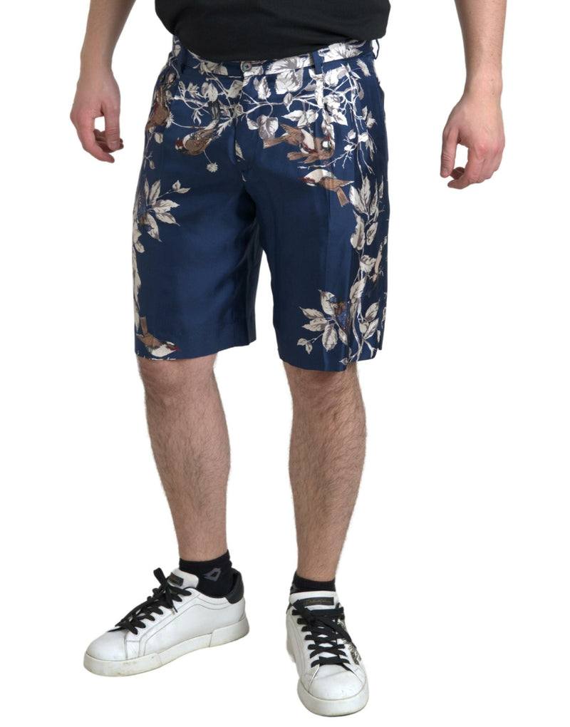 Bermudas azules de seda para hombre con estampado floral Dolce & Gabbana